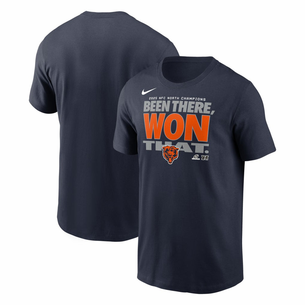 Chicago Bears 2025 NFC North Division Champions Locker Room Trophy Collection T-Shirt - Navy T-shirts