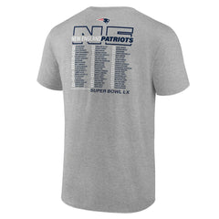 New England Patriots Super Bowl LX Roster T-Shirt - Heather Gray T-shirts