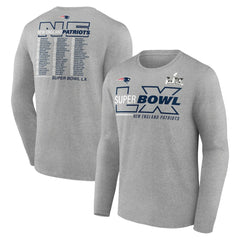 New England Patriots Super Bowl LX Roster Long Sleeve T-Shirt - Heather Gray T-shirts