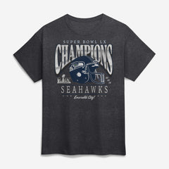 Seattle Seahawks Super Bowl LX Champions Prestigious Run T-Shirt - Heather Charcoal T-shirts