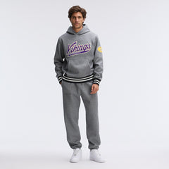 Minnesota Vikings IconicFleece Tipped Hoodie - Athletic Heather Gray Hoodies