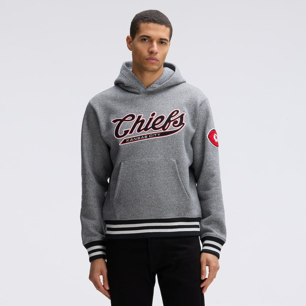 Kansas City Chiefs IconicFleece Tipped Hoodie - Athletic Heather Gray Hoodies