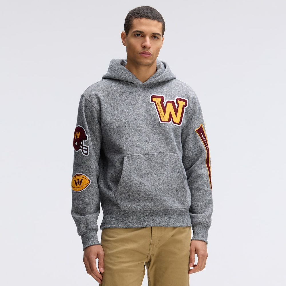 Washington Commanders IconicFleece Letterman Hoodie - Athletic Heather Gray Hoodies