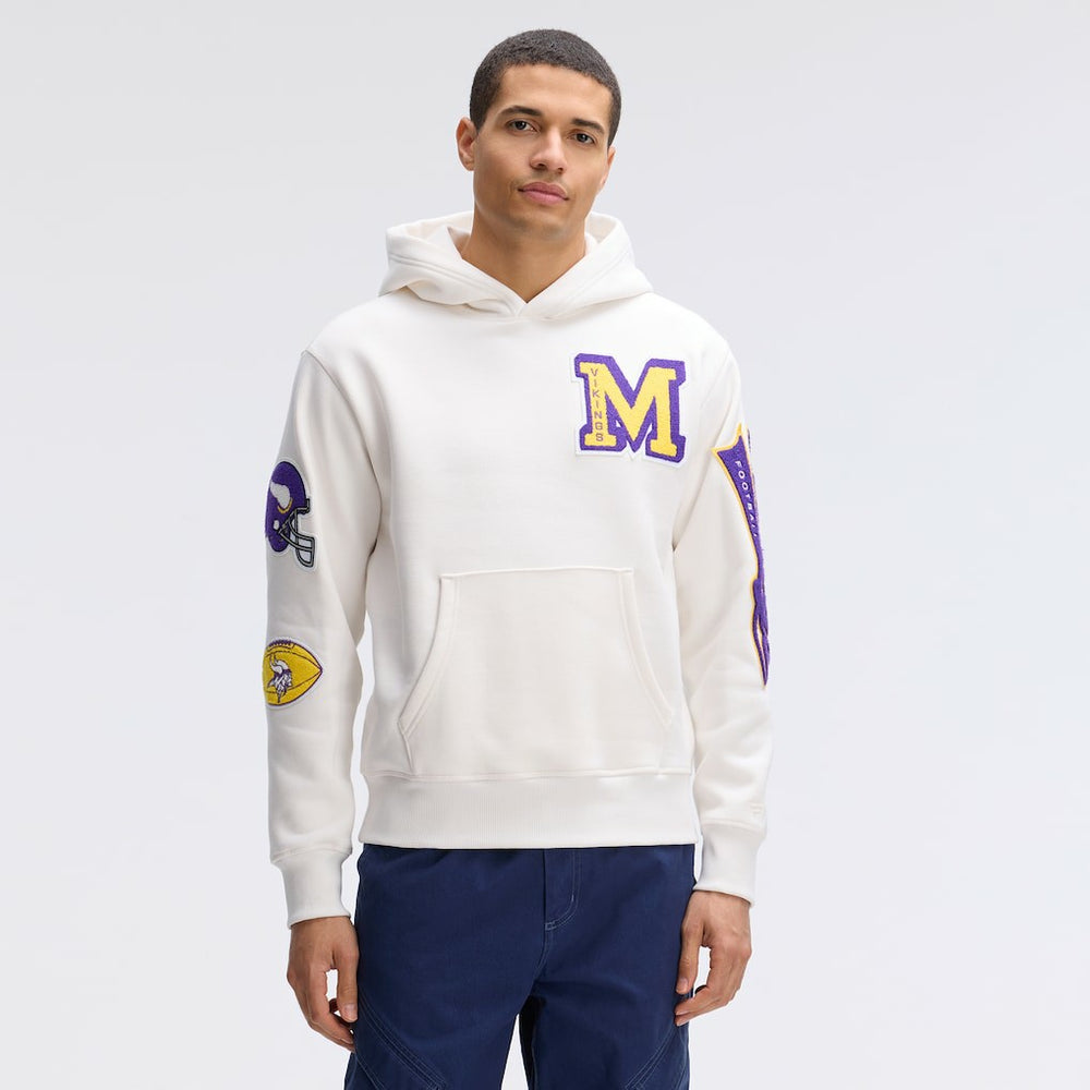 Minnesota Vikings IconicFleece Letterman Hoodie - Oatmeal Hoodies