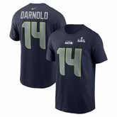 Sam Darnold Seattle Seahawks Super Bowl LX Patch Name & Number T-Shirt - College Navy T-shirts