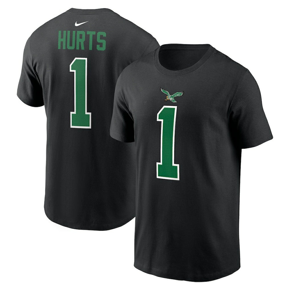 Jalen Hurts Philadelphia Eagles Player Name & Number T-Shirt - Black T-shirts