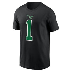 Jalen Hurts Philadelphia Eagles Player Name & Number T-Shirt - Black T-shirts