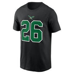 Saquon Barkley Philadelphia Eagles Player Name & Number T-Shirt - Black T-shirts