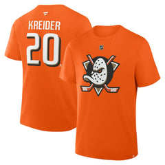Chris Kreider Anaheim Ducks Fanatics Authentic Stack Name & Number T-Shirt - Orange | US 2001741902