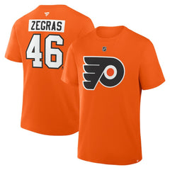 Trevor Zegras Philadelphia Flyers Fanatics Authentic Stack Name & Number T-Shirt - Orange | US 2001742154
