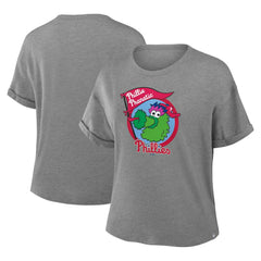 Philadelphia Phillies Fanatics Women's Tribute IYKYK Tri-Blend Boxy T-Shirt - Heather Gray T-shirts