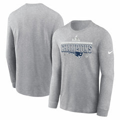 New England Patriots 2025 AFC Champions Locker Room Trophy Collection Long Sleeve T-Shirt - Heather Gray T-shirts