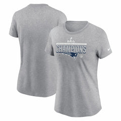 New England Patriots Women's 2025 AFC Champions Locker Room Trophy Collection T-Shirt - Heather Gray T-shirts