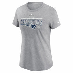 New England Patriots Women's 2025 AFC Champions Locker Room Trophy Collection T-Shirt - Heather Gray T-shirts