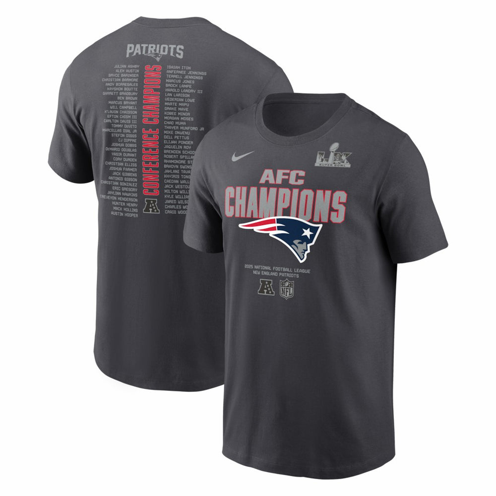 New England Patriots 2025 AFC Champions Roster T-Shirt - Anthracite T-shirts