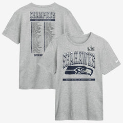 Seattle Seahawks Super Bowl LX Champions Ice Classic Roster T-Shirt - Heather Gray T-shirts