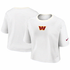 Washington Commanders Women's Striped Cropped T-Shirt - Yellow/Cream T-shirts