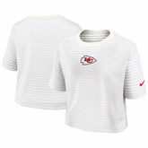 Kansas City Chiefs Women's Striped Cropped T-Shirt - Yellow/Cream T-shirts