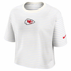 Kansas City Chiefs Women's Striped Cropped T-Shirt - Yellow/Cream T-shirts