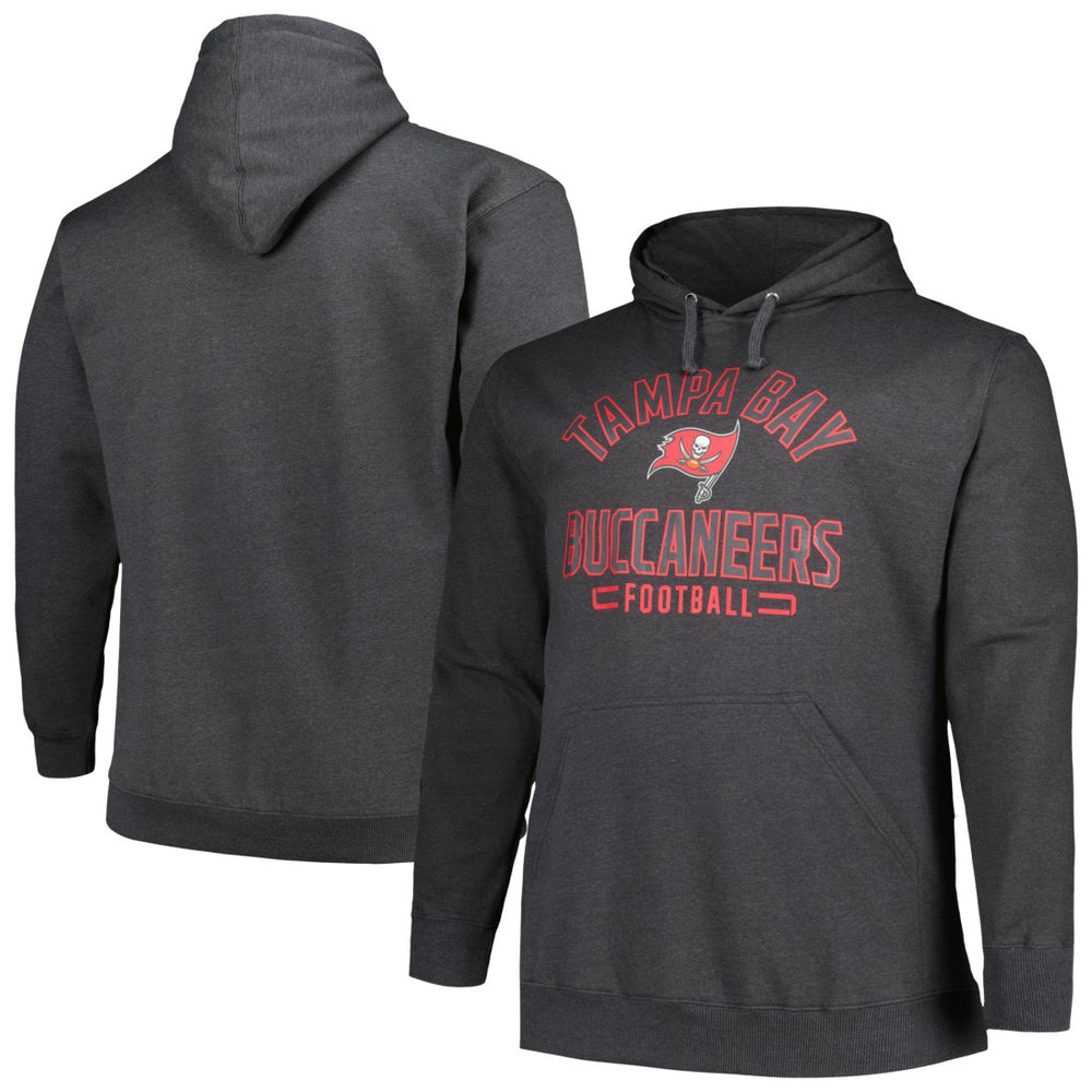 Tampa Bay Buccaneers Big & Tall Pullover Hoodie - Heather Charcoal Hoodies