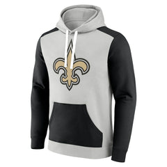 New Orleans Saints Big & Tall Team Fleece Pullover Hoodie - Silver/Black Hoodies