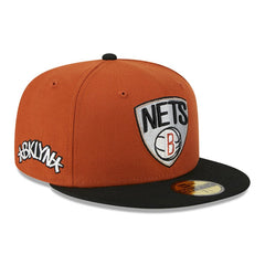 Brooklyn Nets Two-Tone 59FIFTY Fitted Hat Rust/Black - New Era