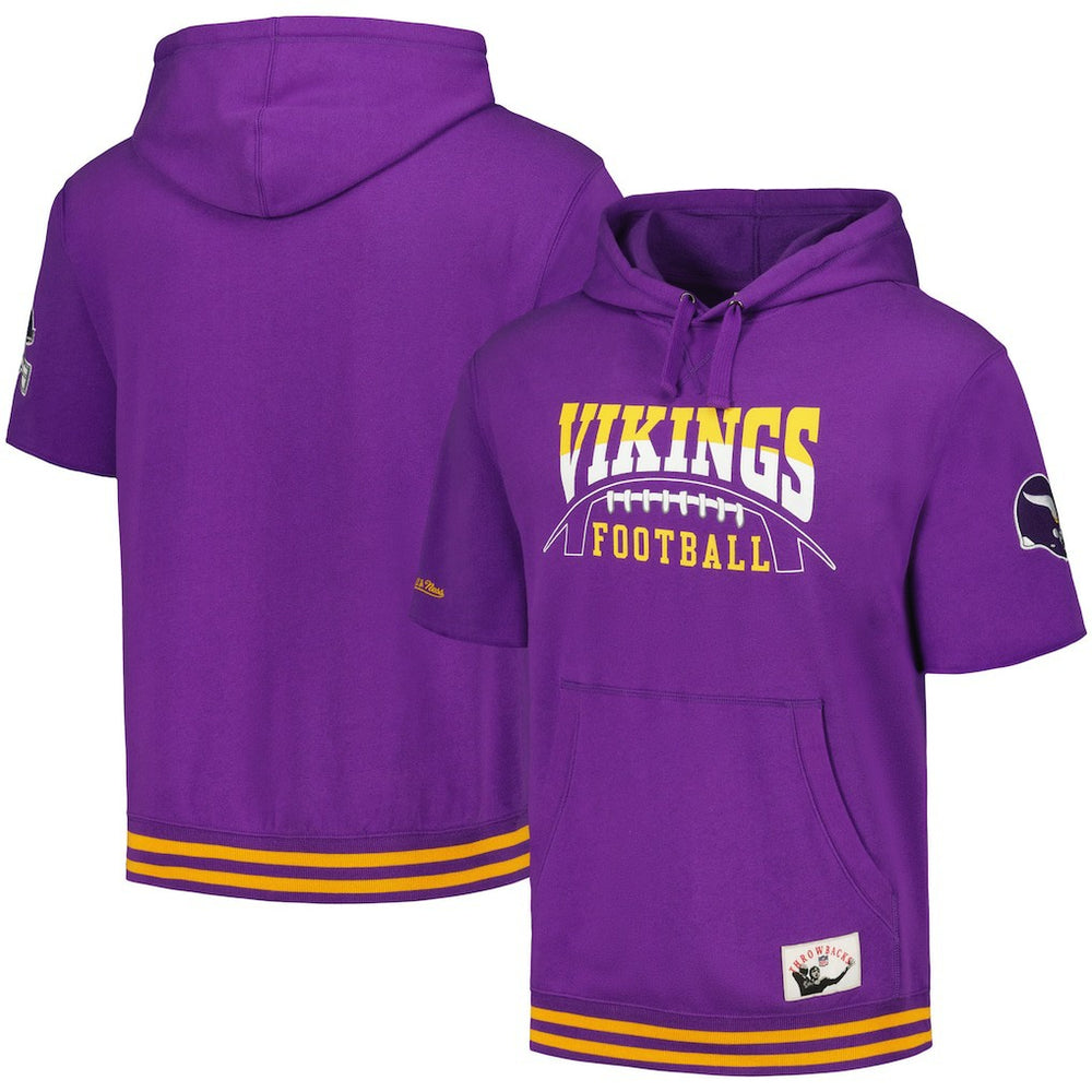 Minnesota Vikings Pre-Game Short Sleeve Pullover Hoodie - Purple Hoodies