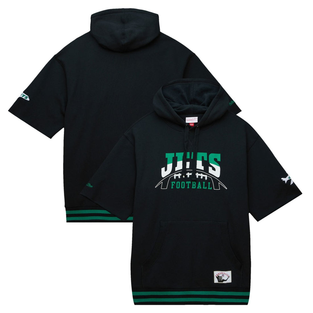 New York Jets Pre-Game Short Sleeve Pullover Hoodie - Black Hoodies