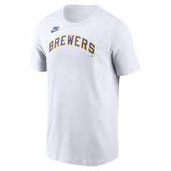 Milwaukee Brewers Nike Cooperstown Collection Wordmark T-Shirt - White T-shirts
