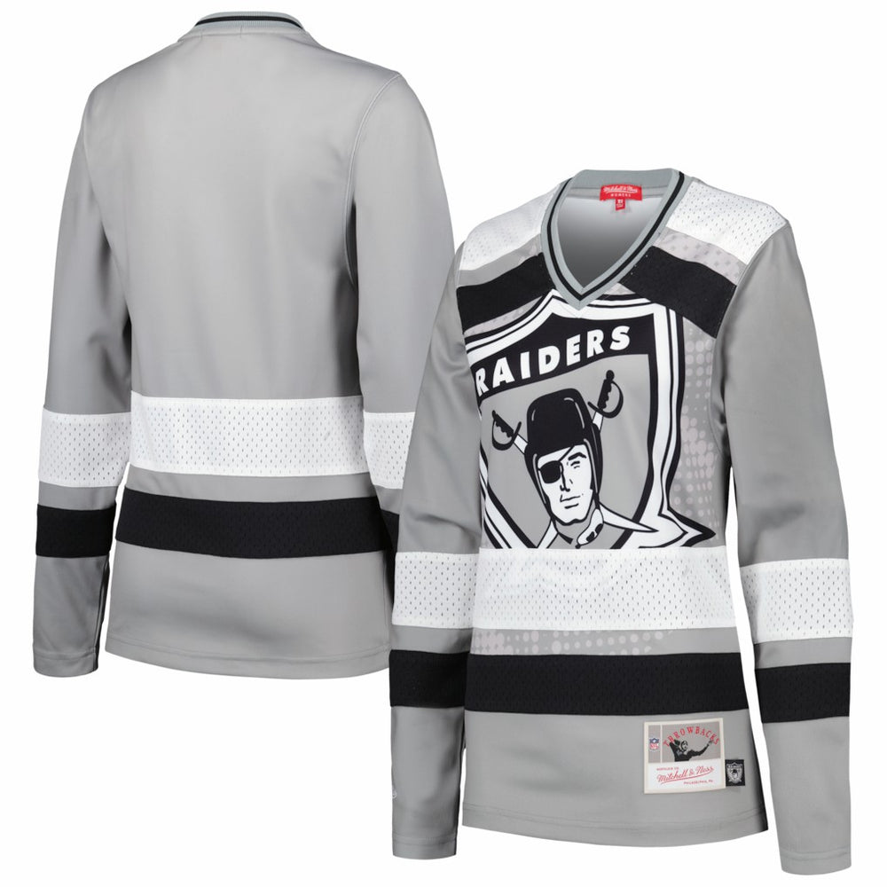 Las Vegas Raiders Women's Big Face 7.0 Long Sleeve Jersey T-Shirt - Silver T-shirts