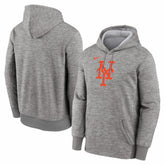 New York Mets Nike Primary Logo Therma Hoodie - Heather Gray Hoodies