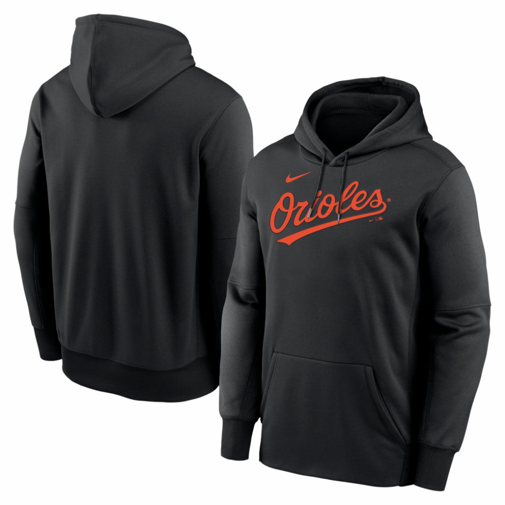 Baltimore Orioles Nike Primary Wordmark Therma Hoodie - Black Hoodies