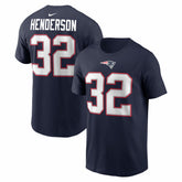 TreVeyon Henderson New England Patriots Name & Number T-Shirt - Navy T-shirts