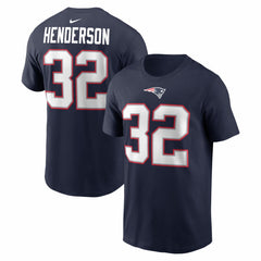 TreVeyon Henderson New England Patriots Name & Number T-Shirt - Navy T-shirts