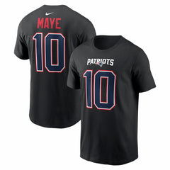 Drake Maye New England Patriots Carbon Name & Number T-Shirt - Black T-shirts