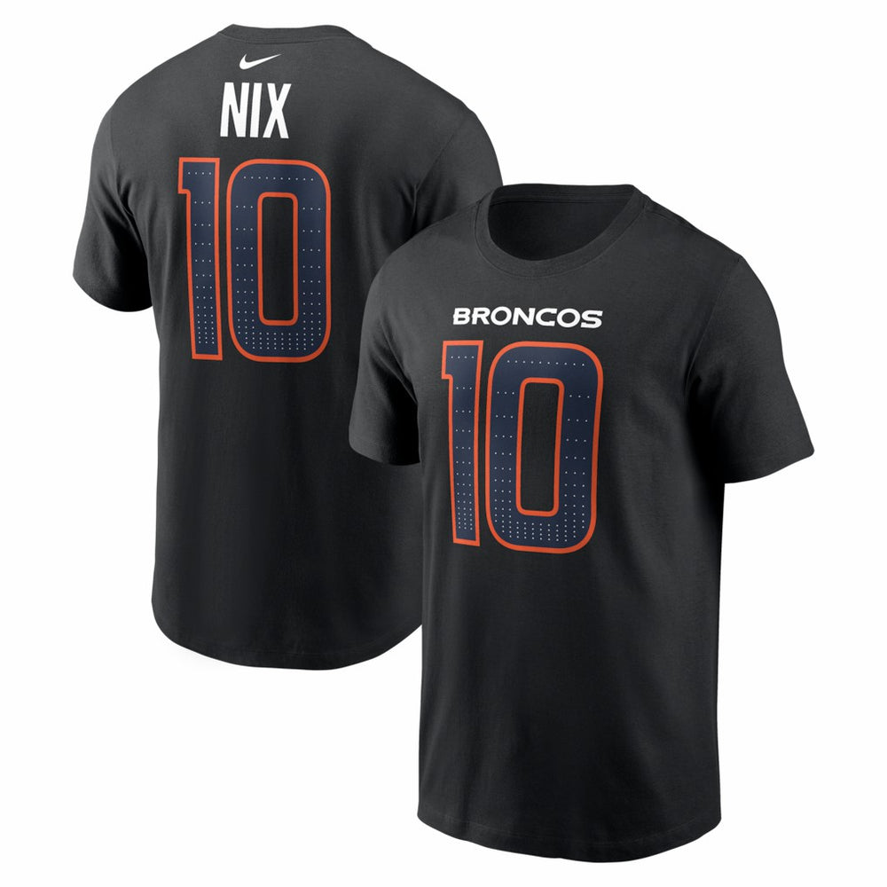 Bo Nix Denver Broncos Carbon Name & Number T-Shirt - Black T-shirts