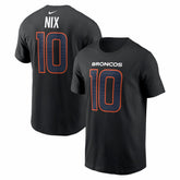 Bo Nix Denver Broncos Carbon Name & Number T-Shirt - Black T-shirts