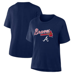 Atlanta Braves Fanatics Women's Lockup Legacy T-Shirt - Navy T-shirts