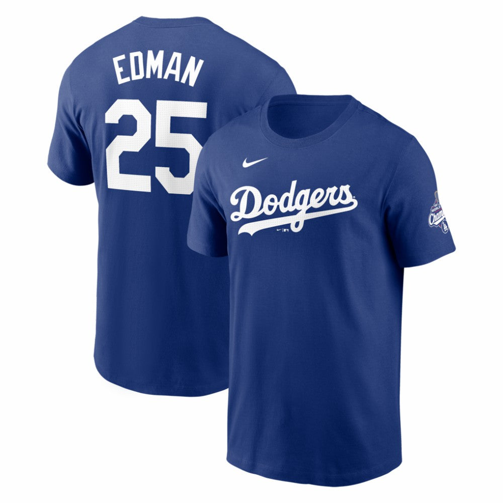 Tommy Edman Los Angeles Dodgers Nike 2025 World Series Champions Name & Number T-Shirt - Royal T-shirts