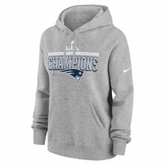New England Patriots Women's 2025 AFC Champions Locker Room Trophy Collection Club Fleece Hoodie - Heather Gray Hoodies