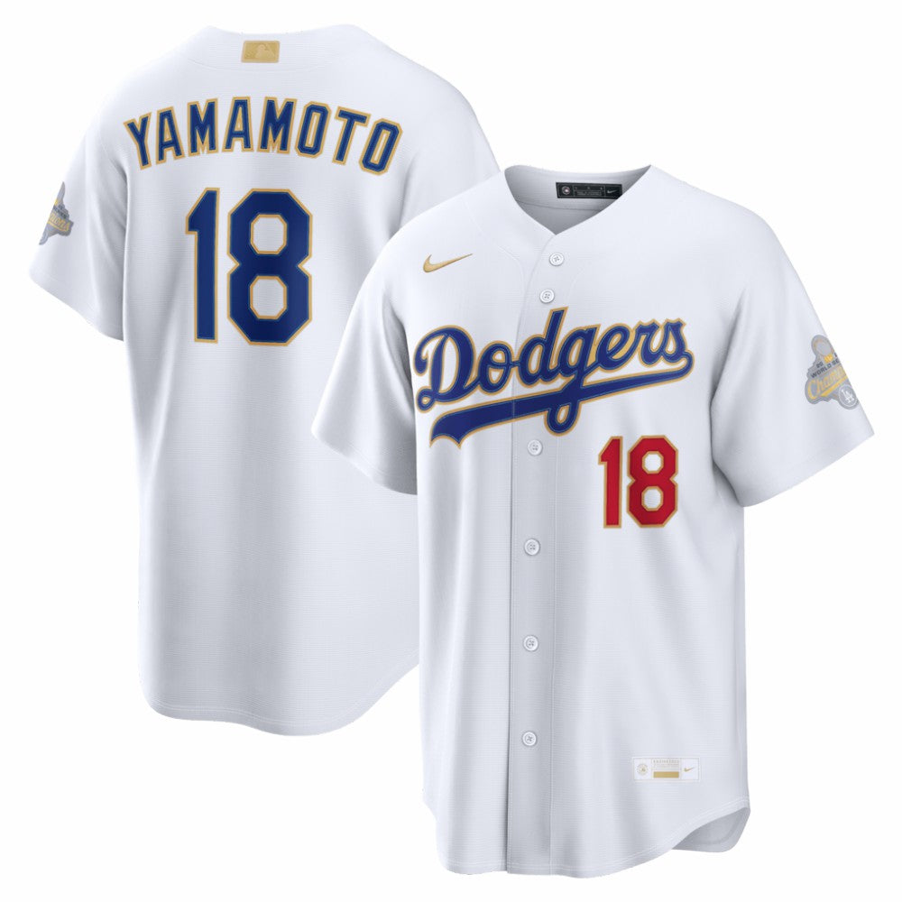 Yoshinobu Yamamoto Los Angeles Dodgers Nike 2026 Gold Collection Stadium Jersey - White Jerseys