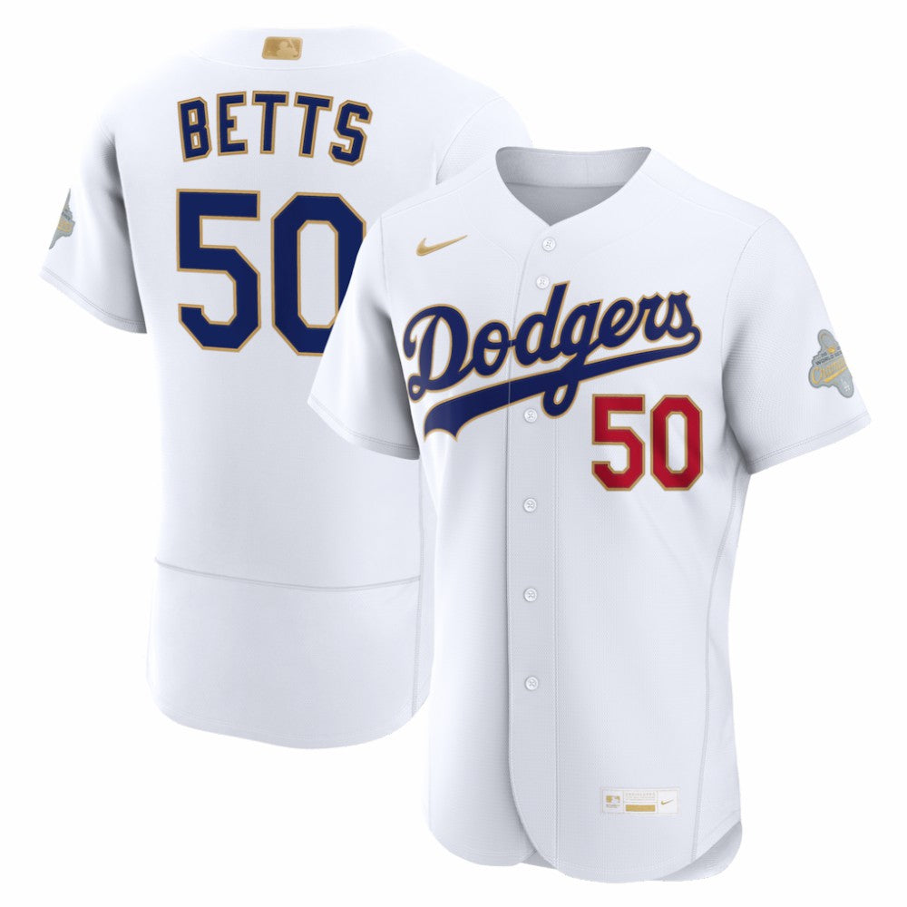 Mookie Betts Los Angeles Dodgers Nike 2026 Gold Collection Authentic Jersey - White Jerseys