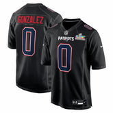 Christian Gonzalez New England Patriots Super Bowl LX Patch Carbon Fashion Game Jersey - Black Jerseys