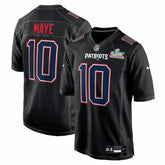 Drake Maye New England Patriots Super Bowl LX Patch Carbon Fashion Game Jersey - Black Jerseys