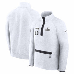Drake Maye New England Patriots Super Bowl LX Opening Night Tech Fleece Half-Zip Sweatshirt - Gray Sweatshirts