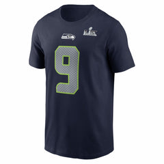 Kenneth Walker III Seattle Seahawks Super Bowl LX Patch Name & Number T-Shirt - College Navy T-shirts