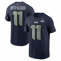 Jaxon Smith-Njigba Seattle Seahawks Super Bowl LX Patch Name & Number T-Shirt - College Navy T-shirts