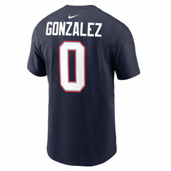 Christian Gonzalez New England Patriots Super Bowl LX Patch Name & Number T-Shirt - Navy T-shirts