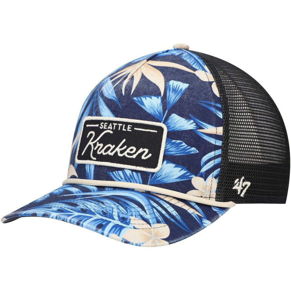 Seattle Kraken '47 Tropicalia Allover Print Trucker Adjustable Hat - Navy | US 200189403
