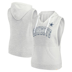 Dallas Cowboys Women's Lounge Script Sleeveless V-Neck Pullover Hoodie - Oatmeal Hoodies